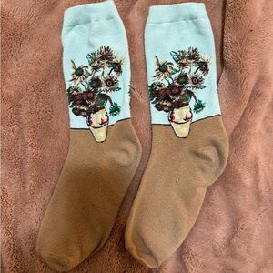 Van Gosh Sunflowers Painting Artistic Floral Socks